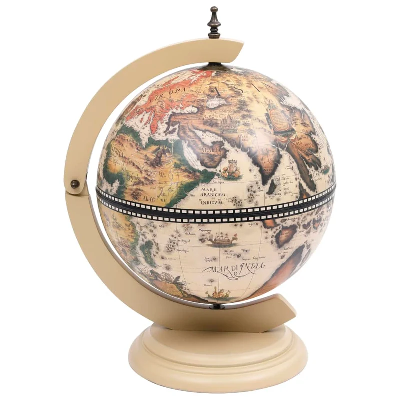 Support de vin globe de dessus de table bois d'eucalyptus blanc blanc DEC024448