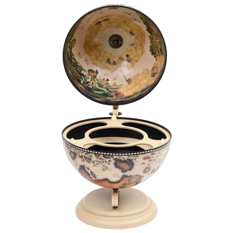 Support de vin globe de dessus de table bois d'eucalyptus blanc blanc DEC024448