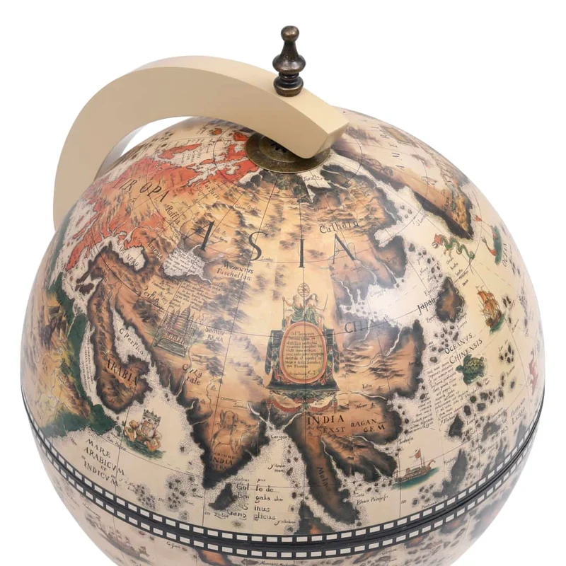 Support de vin globe de dessus de table bois d'eucalyptus blanc blanc DEC024448