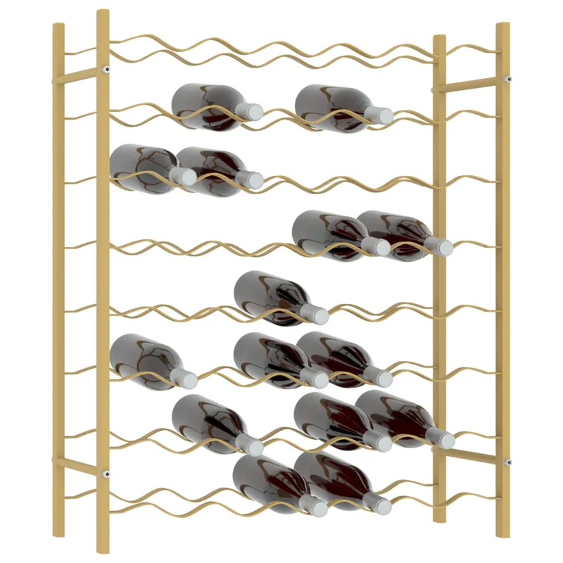 Casier range bouteilles étagère de rangement vin pour 48 bouteilles en métal doré DEC024329