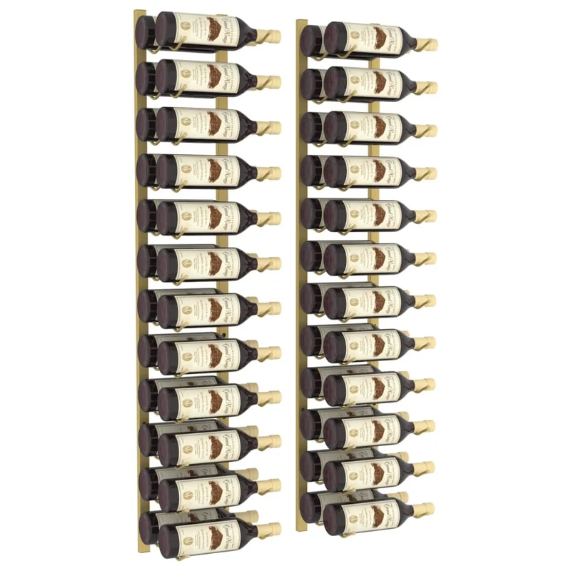 Set de 2 casiers range bouteilles étagère de rangement vin mural pour 24 bouteilles en fer doré DEC024376