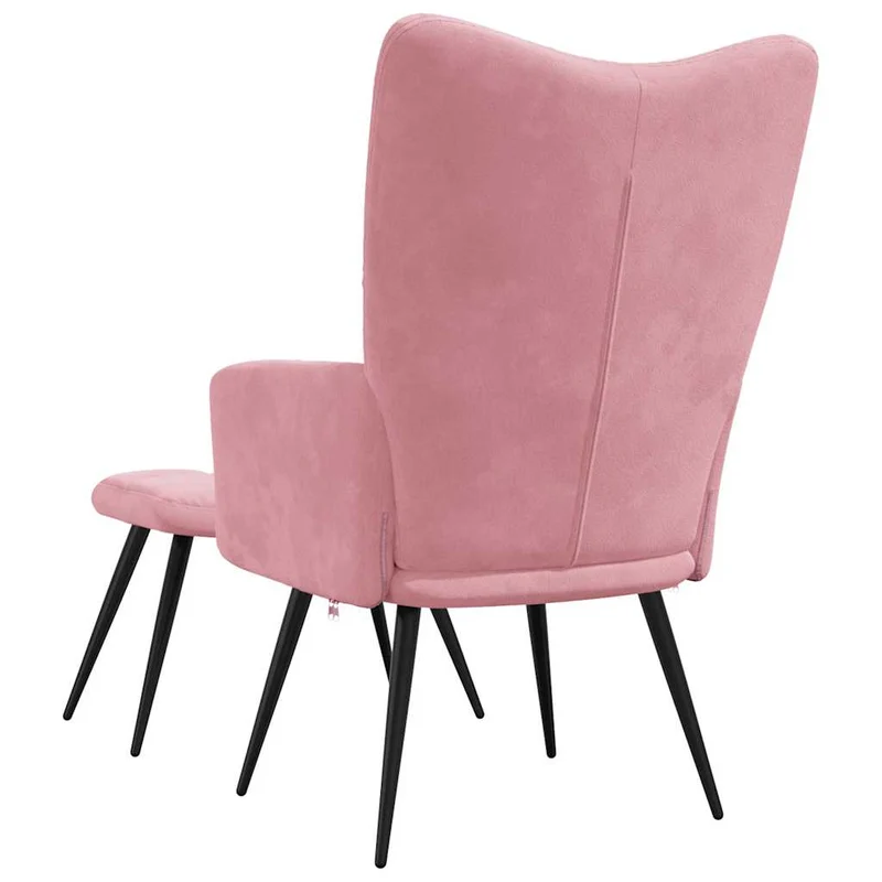 Fauteuil lounge chaise de canapé design moderne avec repose-pieds en velours rose DEC026615