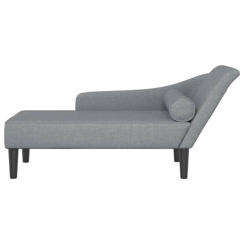 Méridienne chaise longue canapé pour intérieur avec coussins en tissu gris clair DEC026073
