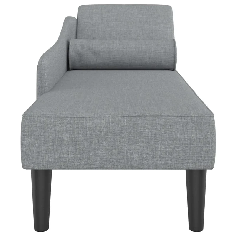 Méridienne chaise longue canapé pour intérieur avec coussins en tissu gris clair DEC026073