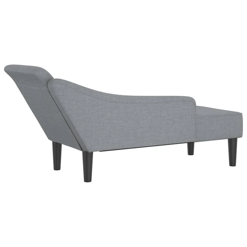 Méridienne chaise longue canapé pour intérieur avec coussins en tissu gris clair DEC026073