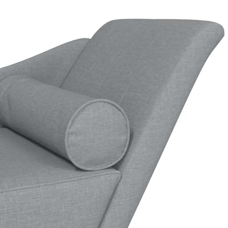 Méridienne chaise longue canapé pour intérieur avec coussins en tissu gris clair DEC026073