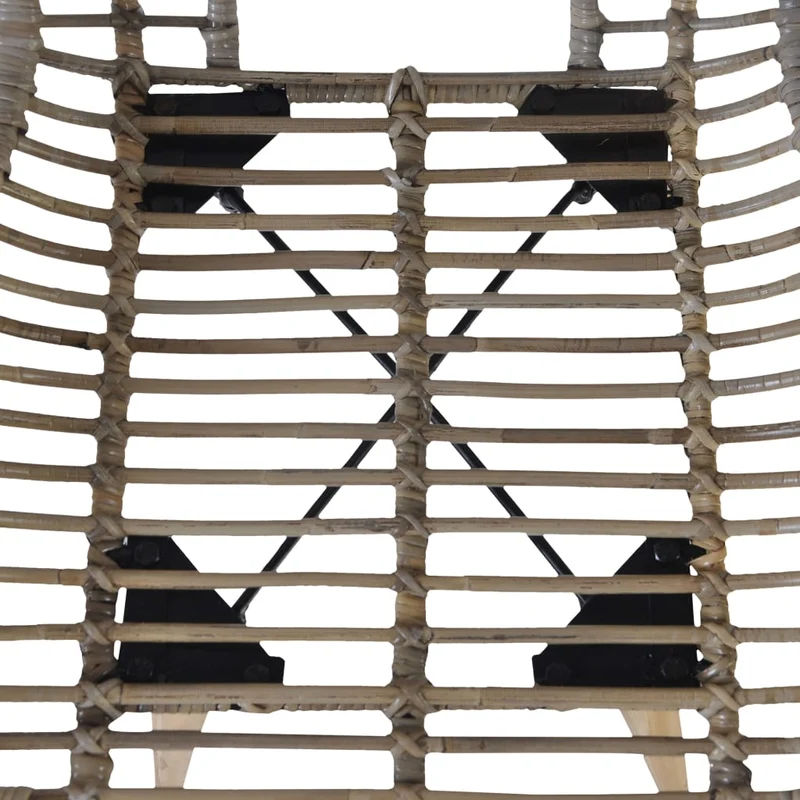 Set de 6 chaises de salle à manger design rustique en rotin naturel marron pieds en bois DEC025695