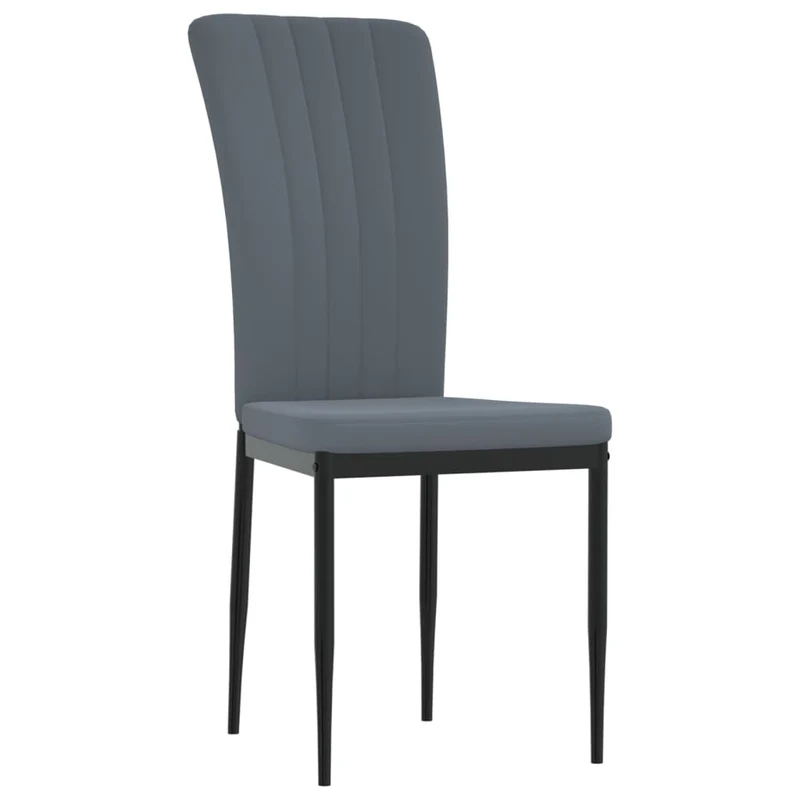 Set de 2 chaises de salle à manger style classique en tissu velours gris avec coutures décoratives DEC025525