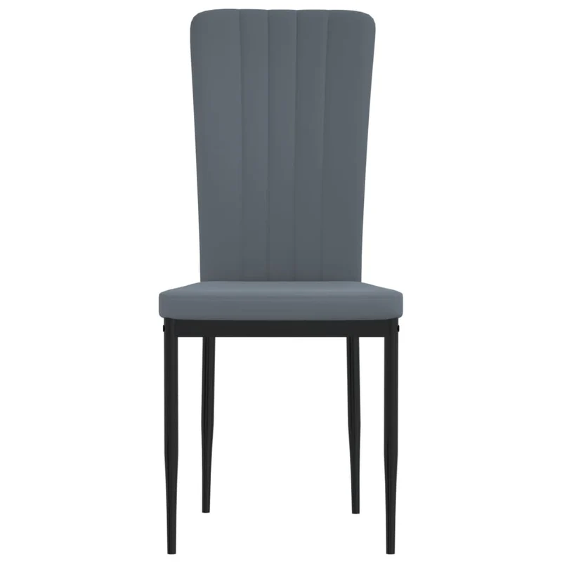 Set de 2 chaises de salle à manger style classique en tissu velours gris avec coutures décoratives DEC025525