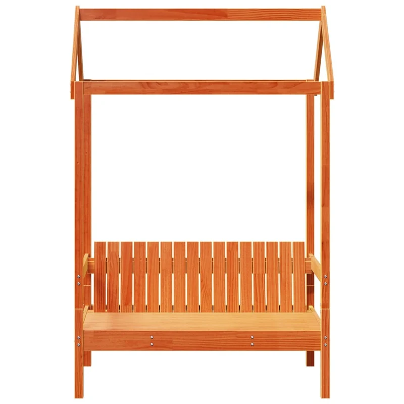 Banc avec toit et dossier forme maison 117,5 x 70 x 176,5 cm en bois de pin massif brun DEC024665