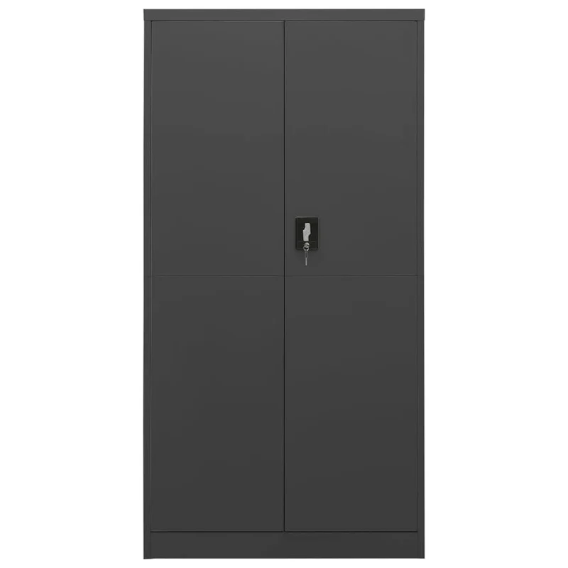 Meuble de bureau armoire de rangement avec 4 étagères 90 x 40 x 180 cm en acier anthracite DEC024486