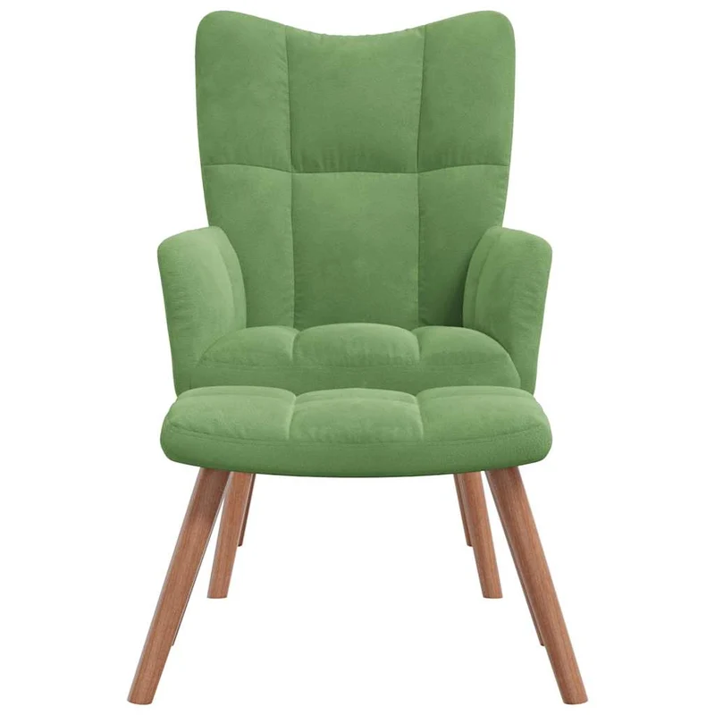 Fauteuil lounge chaise de canapé design moderne avec repose-pied en velours vert clair DEC026550