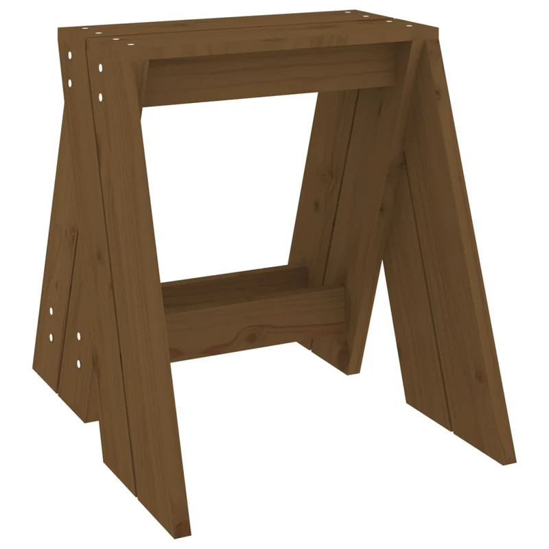 Set de 2 tabourets assise design simple 40 x 40 x 45 cm en bois massif de pin brun DEC026408