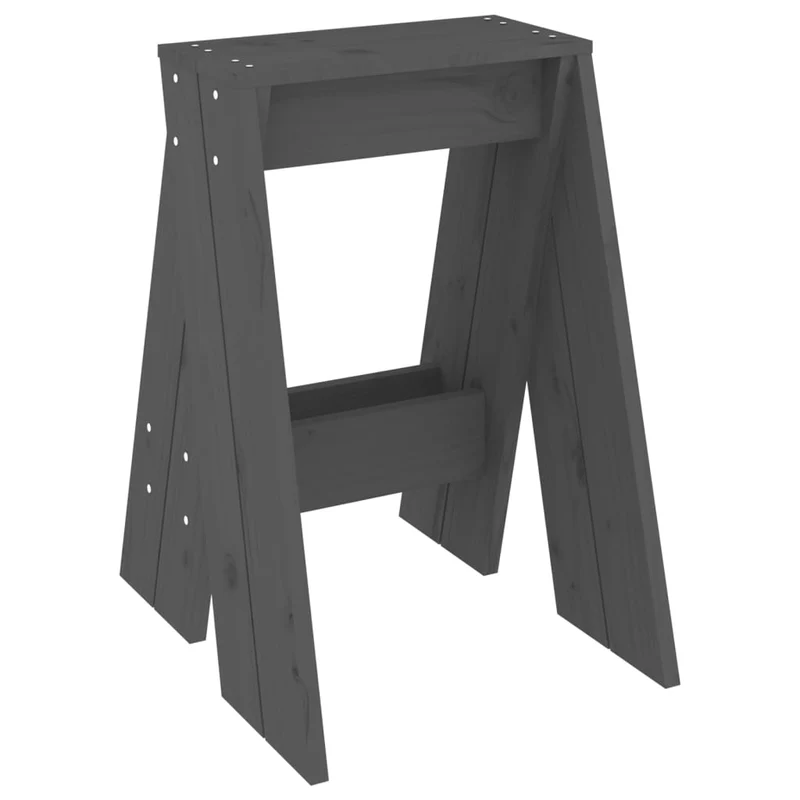 Set de 2 tabourets assise design classique 40 x 40 x 60 cm en bois massif de pin gris DEC026407
