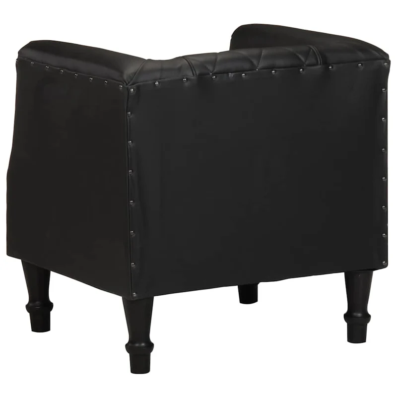 Fauteuil lounge assise confortable design moderne en cuir véritable de chèvre noir DEC026466