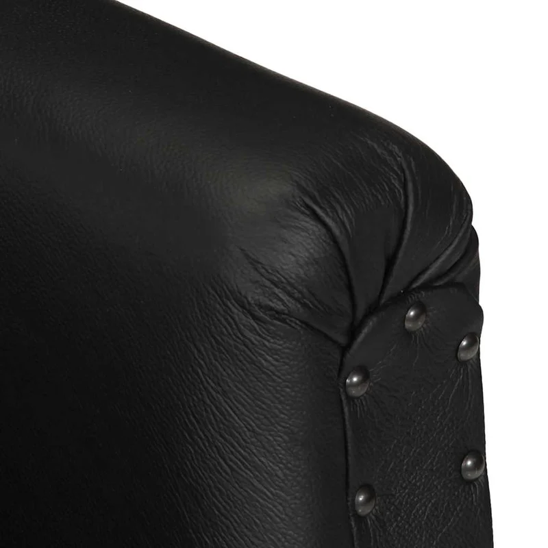 Fauteuil lounge assise confortable design moderne en cuir véritable de chèvre noir DEC026466