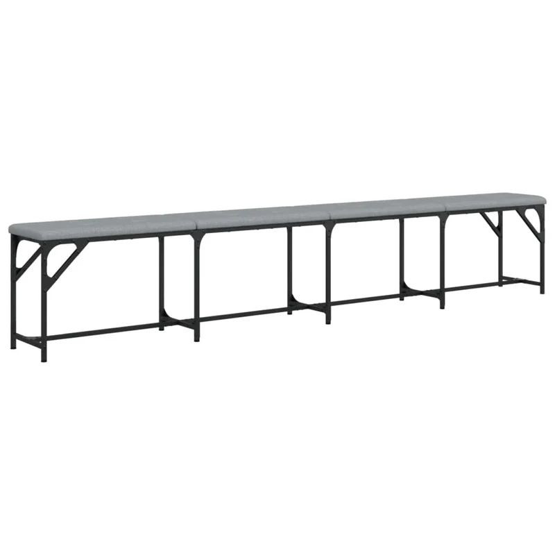 Banc de salle à manger 248 x 32 x 45 cm en acier et tissu gris DEC025019