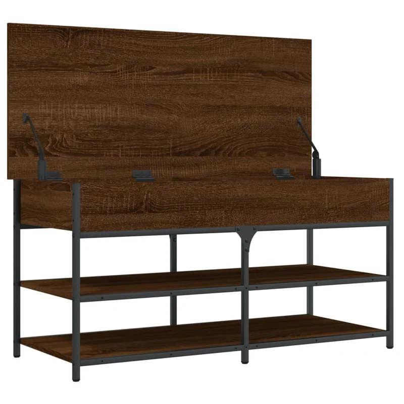 Banc de rangement à chaussures avec compartiment 100 x 42,5 x 50 cm bois d'ingénierie couleur chêne marron DEC024858