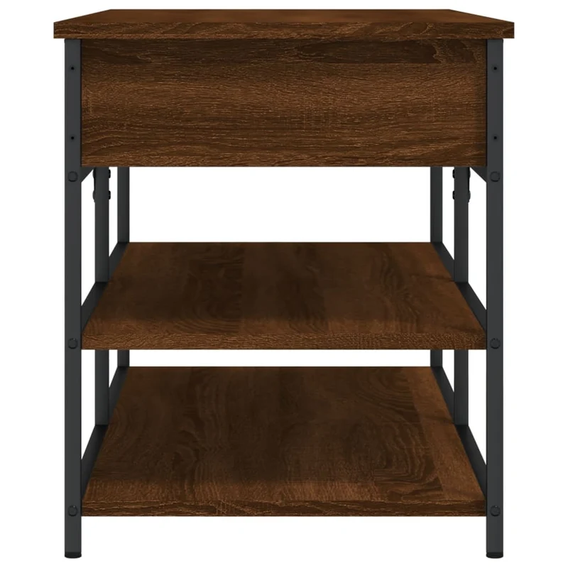 Banc de rangement à chaussures avec compartiment 100 x 42,5 x 50 cm bois d'ingénierie couleur chêne marron DEC024858
