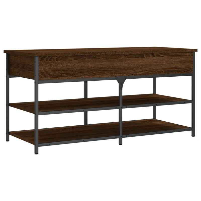 Banc de rangement à chaussures avec compartiment 100 x 42,5 x 50 cm bois d'ingénierie couleur chêne marron DEC024858