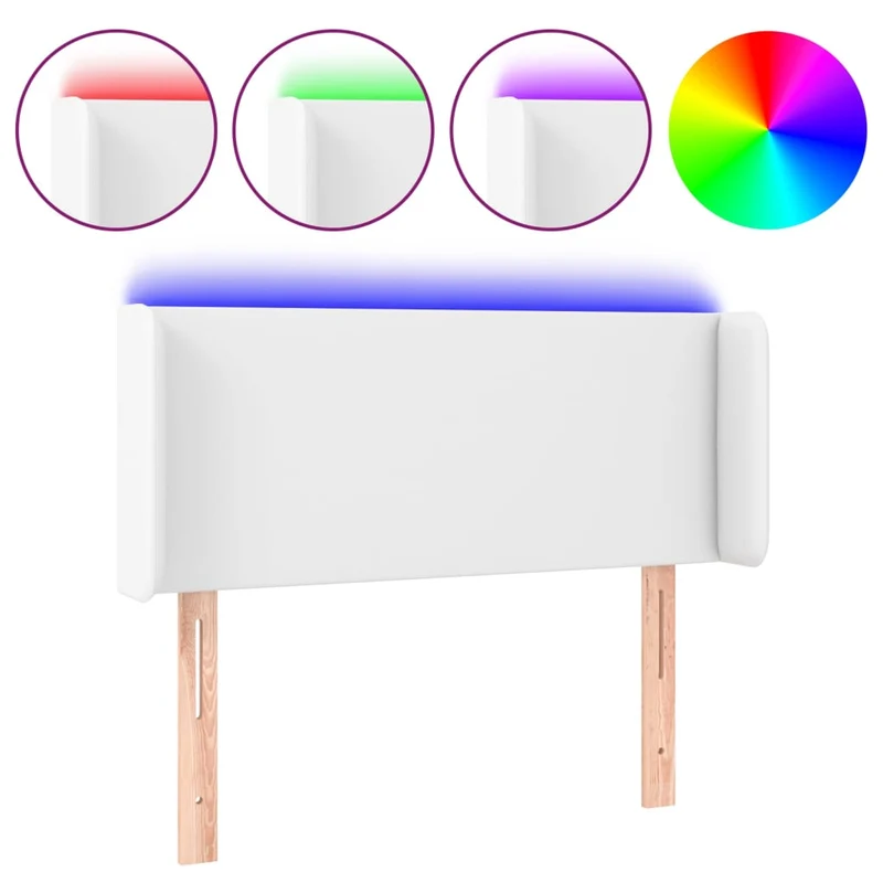 Tête de lit accessoire couchage chambre à coucher meuble à LED 103 x 16 x 78/88 cm synthétique blanc TDL0201947