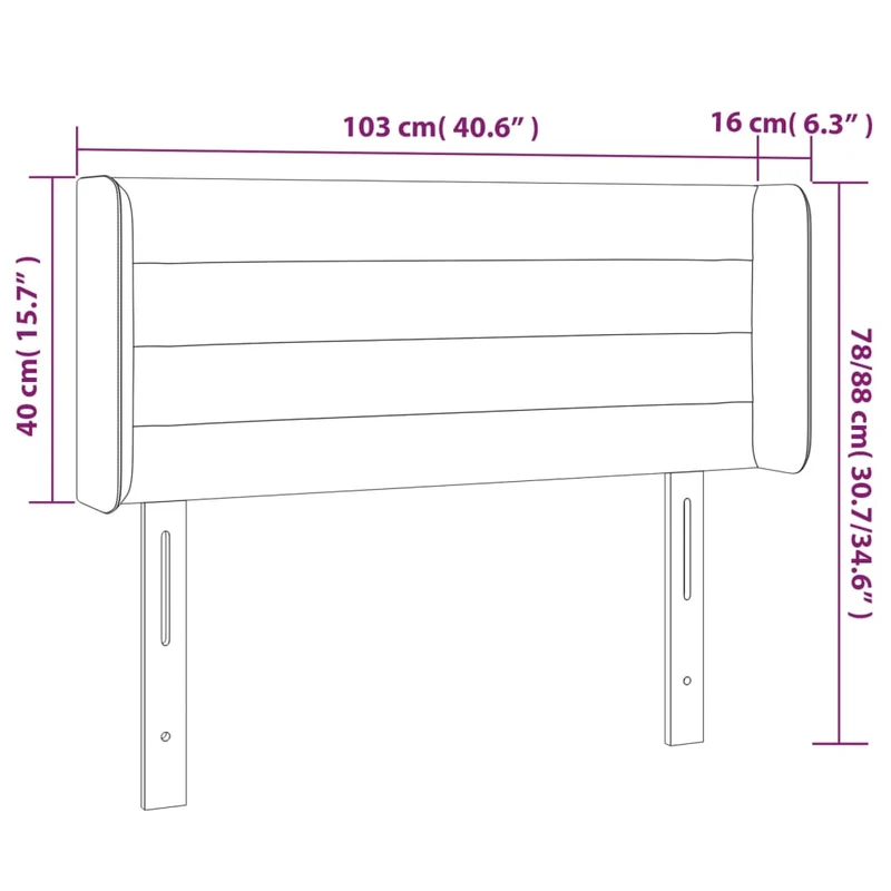 Tête de lit accessoire couchage chambre à coucher meuble à LED 103 x 16 x 78/88 cm tissu gris clair TDL0201425
