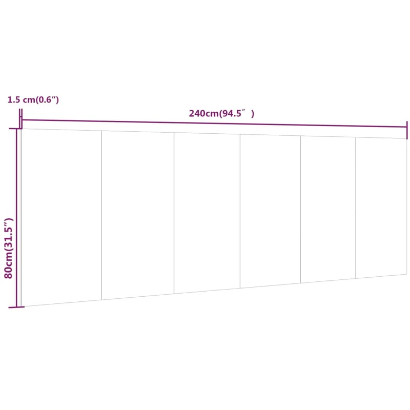 Tête de lit accessoire couchage chambre à coucher meuble murale 240 x 1,5 x 80 cm MDF chêne marron TDL0202677