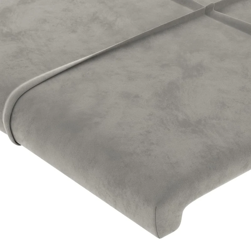 Tête de lit accessoire couchage chambre à coucher meuble à LED 100 x 5 x 78/88 cm tissu velours gris clair TDL0201443