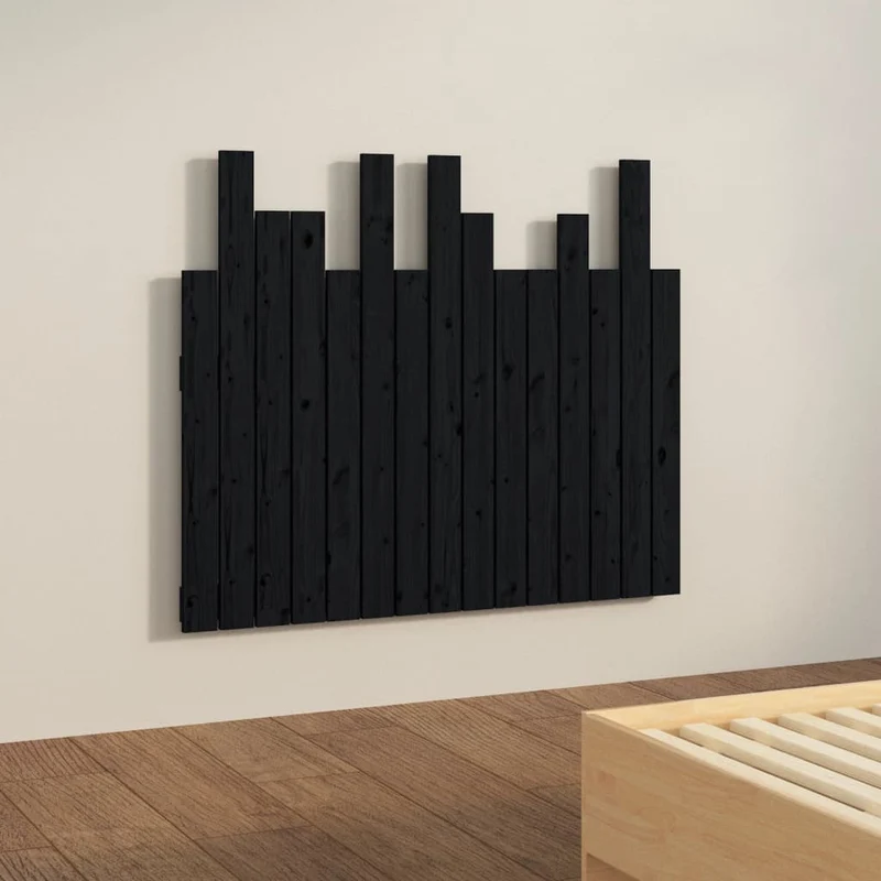 Tête de lit accessoire couchage chambre à coucher meuble murale style palette 95,5 x 3 x 80 cm Bois massif noir TDL0202496