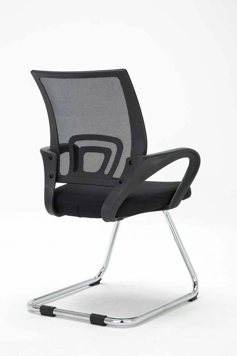 Chaise de bureau reception sans roulettes dossier en maille avec accoudoirs noir BUR10499