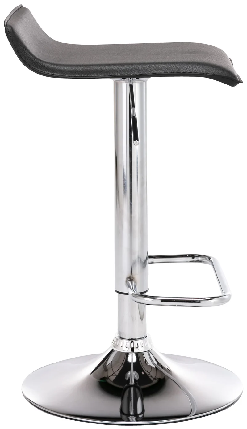 Lot de 2 tabourets de bar en synthétique noir hauteur réglable avec repose-pieds chromé TDB10162