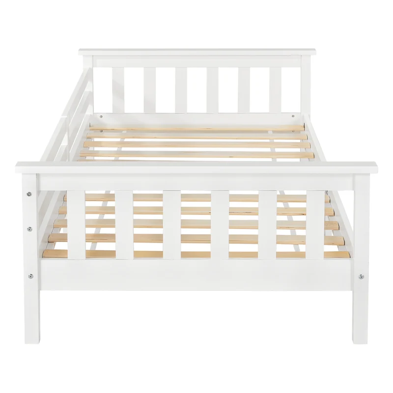 Lit pour enfant avec sommier à lattes structure en bois de pin blanc 90 x 200 cm 03_0005443