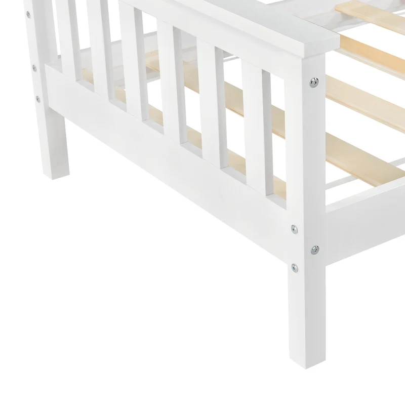 Lit pour enfant avec sommier à lattes structure en bois de pin blanc 90 x 200 cm 03_0005443