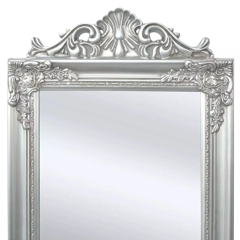 Miroir sur pied Style baroque 160 x 40 cm Argenté DEC022664