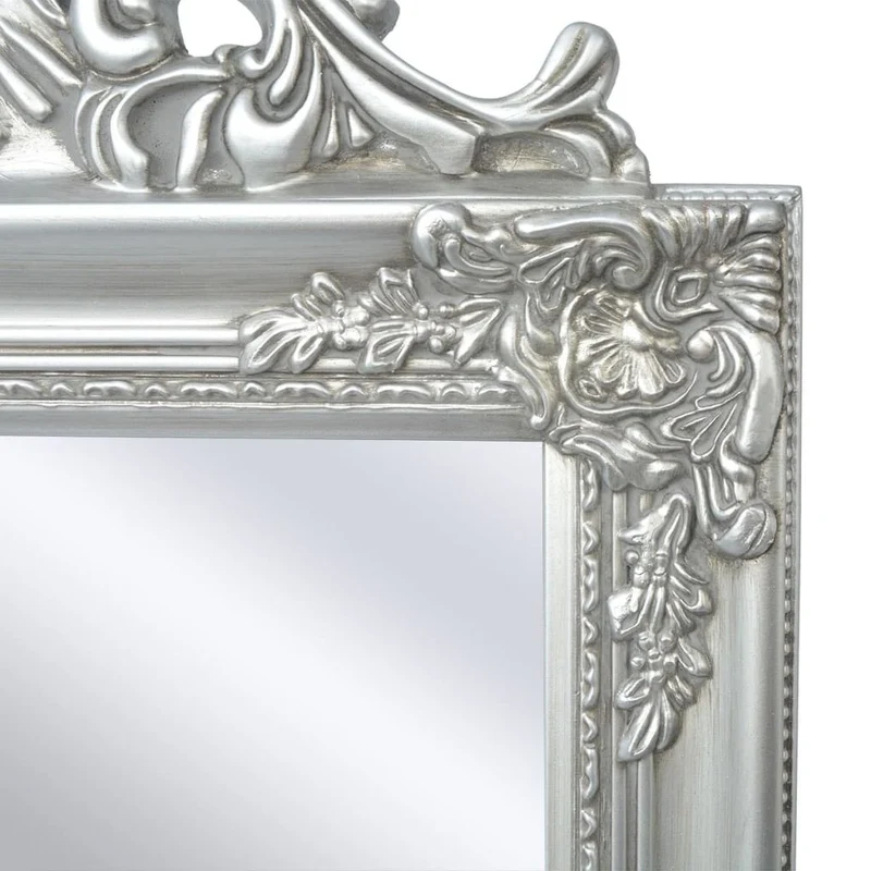 Miroir sur pied Style baroque 160 x 40 cm Argenté DEC022664