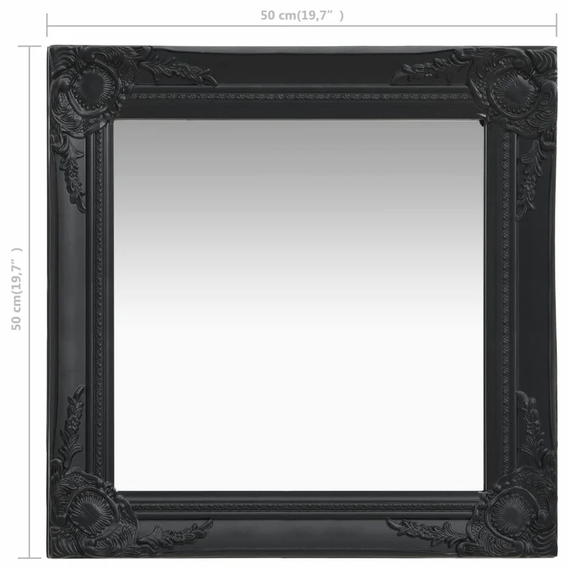 Miroir mural carré style baroque 50x50 cm Noir DEC022857