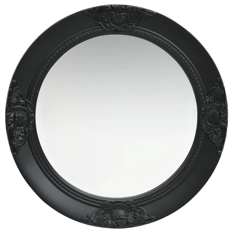 Miroir mural rond style baroque 50 cm Noir DEC022889