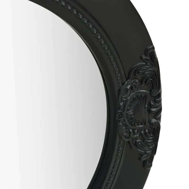 Miroir mural rond style baroque 50 cm Noir DEC022889
