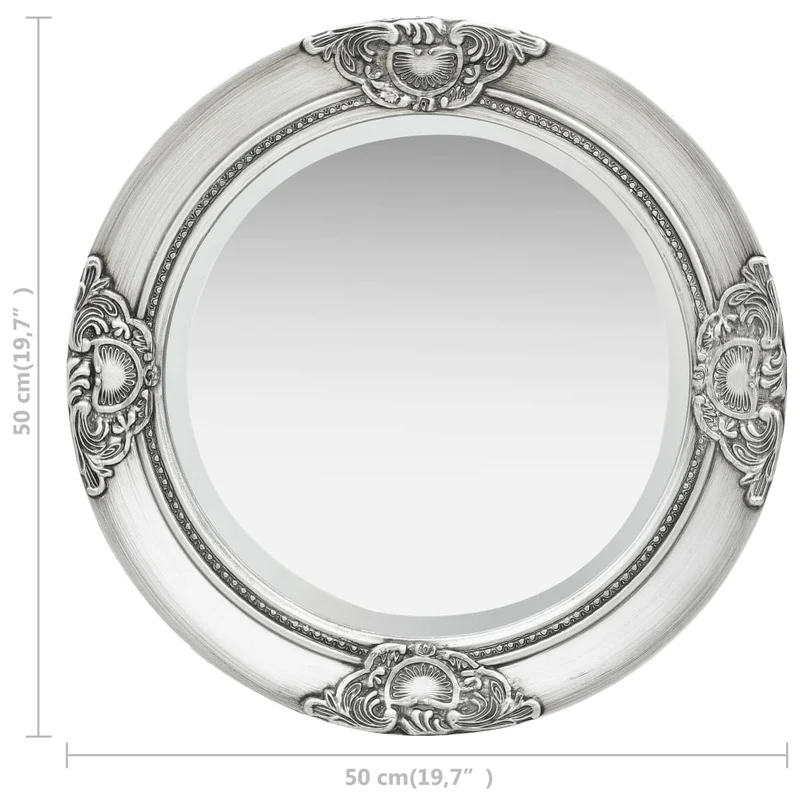 Miroir mural rond style baroque 50 cm Argenté DEC022888