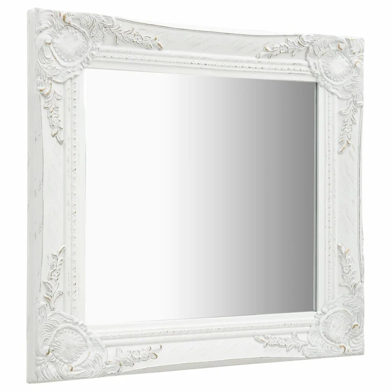 Miroir mural carré style baroque 50x50 cm Blanc DEC022854