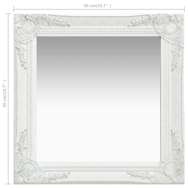 Miroir mural carré style baroque 50x50 cm Blanc DEC022854