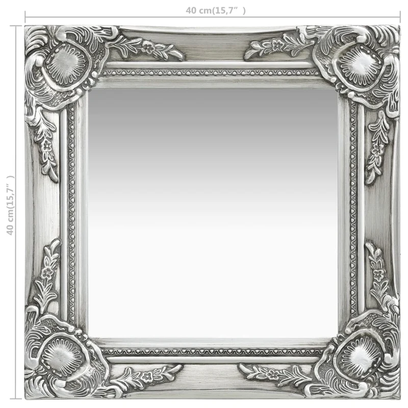 Miroir mural carré style baroque 40x40 cm Argenté DEC022848