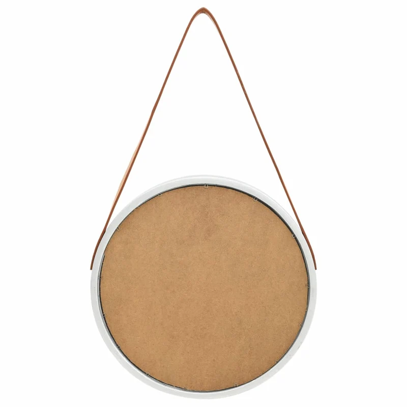 Miroir mural avec sangle 40 cm en bois argenté et marron DEC022904