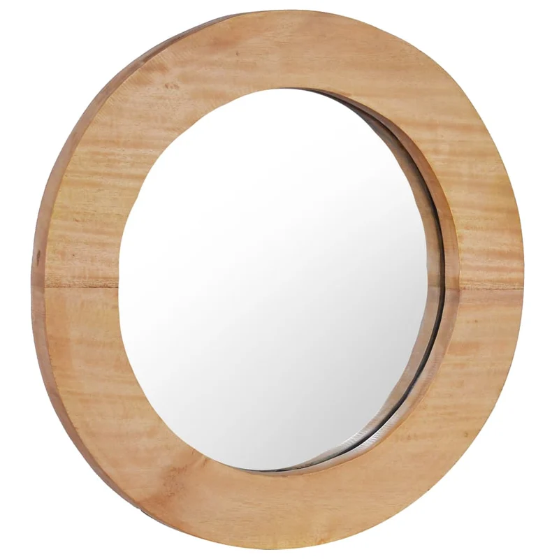 Miroir mural 40 cm Teck marron clair Rond DEC022828