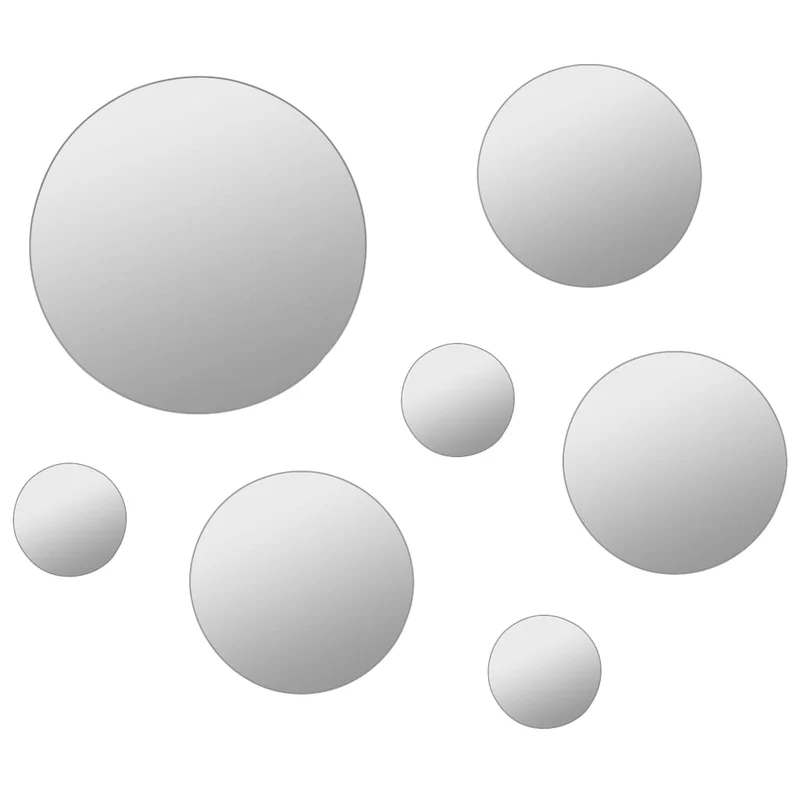 Set de 7 miroirs muraux verre rond diverses tailles DEC022690