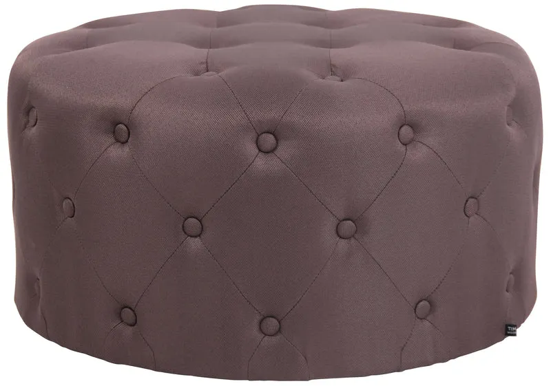 Pouf tabouret repose-pieds capitonné en tissu marron 70x70x37cm TABO10141