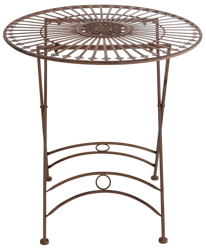 Table de jardin en métal Ø 71 cm style rustique marron vieilli MDJ10217