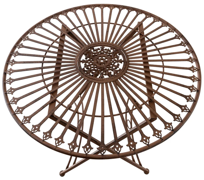 Table de jardin en métal Ø 71 cm style rustique marron vieilli MDJ10217