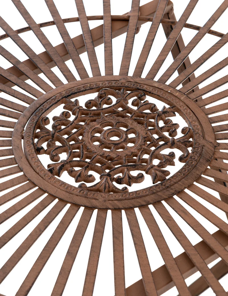Table de jardin en métal Ø 71 cm style rustique marron vieilli MDJ10217