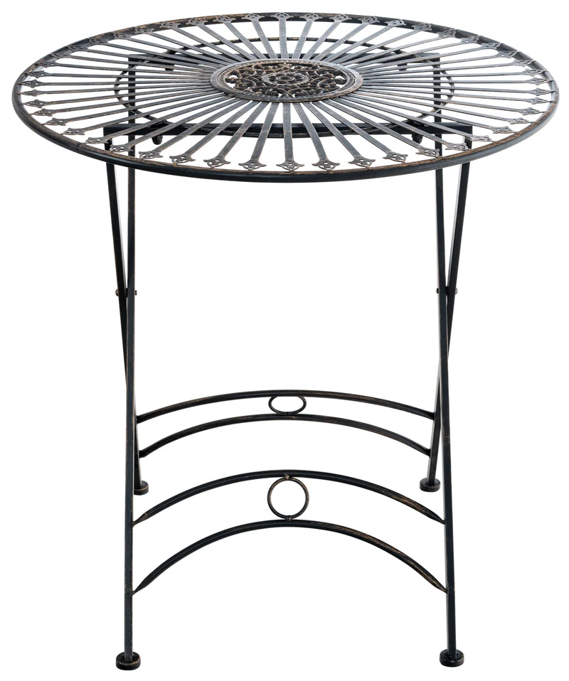 Table de jardin en métal Ø 71 cm style rustique bronze MDJ10216